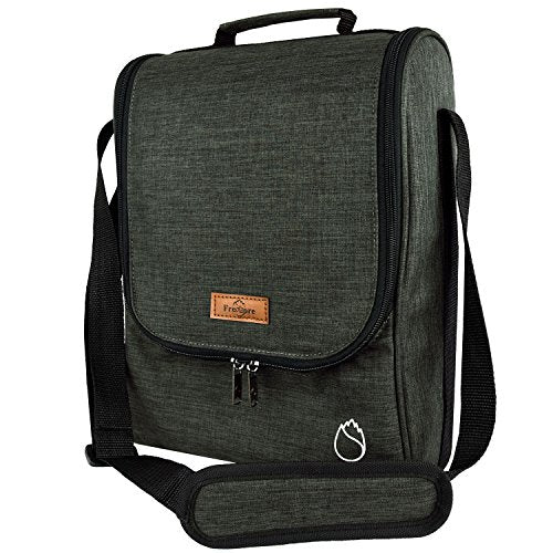 Insulated Wine 3 or 6 Bottle Carriers Tote Travel Cooler Gift Bag For Airplane Liquor With Padded Shoulder Strap 3-bottle 3-Green