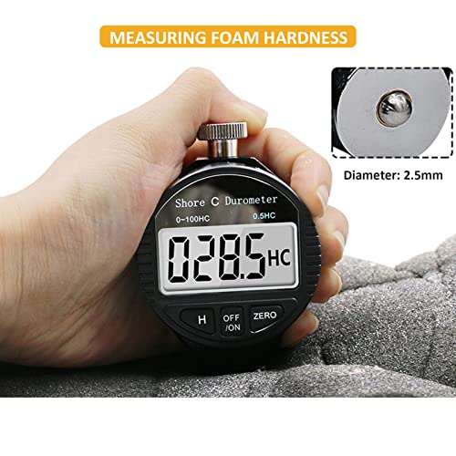 Digital Shore Durometer Hardness Tester A, Mini Shore Rubber Hardness Tester, Digital 0-100HD Durometer Shore Rubber Hardness Tester, LCD Display
