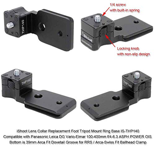 iShoot Lens Collar Replacement Foot Tripod Mount Ring Base Compatible with Panasonic Leica DG Vario-Elmar 100-400mm f/4-6.3 ASPH Power OIS, Lens Support Holder with Arca Fit Dovetail