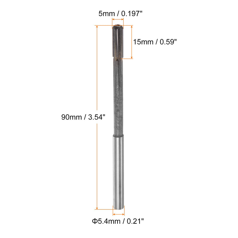 sourcing map Carbide Reamer 5 mm, 4 Flutes, H8/H7 Accuracy, Sandblasting Coating Machine Reamer for Metal Wood Hole Reamer, Straight Groove High Speed Steel Tool 5mm