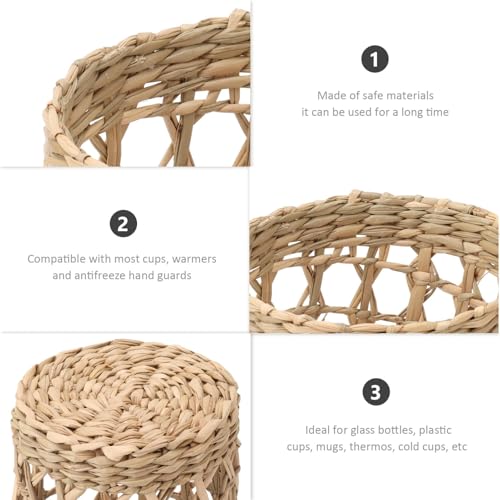 6Pcs Handwoven Vase Sleeve, Hand Woven Wicker Cup Holder Cute Cozy Mug Sleeves Wicker Cup Holder Rattan Tumbler Sleeves for Home