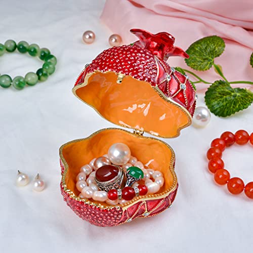 FJ FENGZHIJIE pomegranate jewelry box featuring a 3.5-inch pomegranate fruit figurine with intricate detailing.