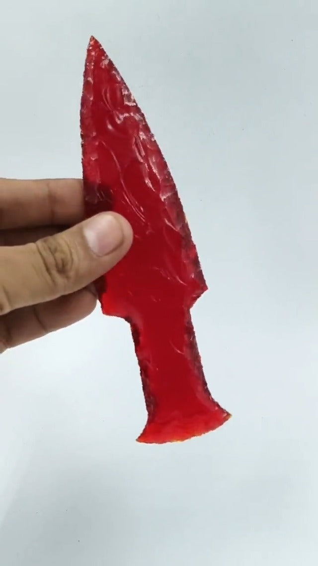 Red Obsidian Sword Kni-fe Man Gemstone Kni-VES Hand Knapped Obsi-dian Glass Blades Crystal 5.5" to 6" in