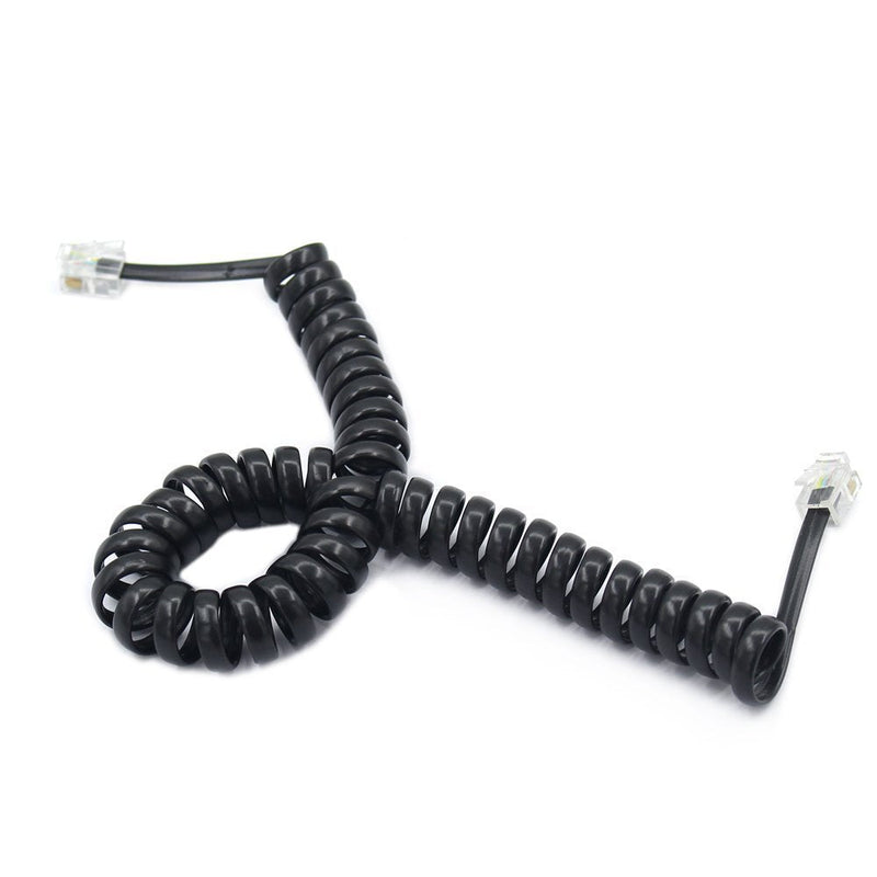 [Australia - AusPower] - 5 Pack 6Ft Uncoild /1.1 FT Modular Coiled Telephone Handset Cord for Telephone/Handset Black Curly Cord(Black) 