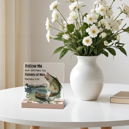 Inspirational Sign Christian Decor Religious Motivational Bible Verse Desk Decor Spiritual Acrylic Plaque Decorative Sign for Birthday Christmas Mom Sister Friend Motivational Decoration for Home Follow Me Desk Sign