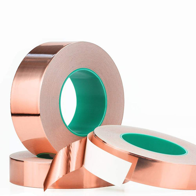 LLPT Copper Foil Tape 1 x 33 Feet 3.15 Mil Dual Conductive for EMI Shielding Soldering Stained Glass Circuit Crafts Slug Moss Repellent Electrical Repairs Grounding Strong Adhesive (CF250) 1" x 33 Feet