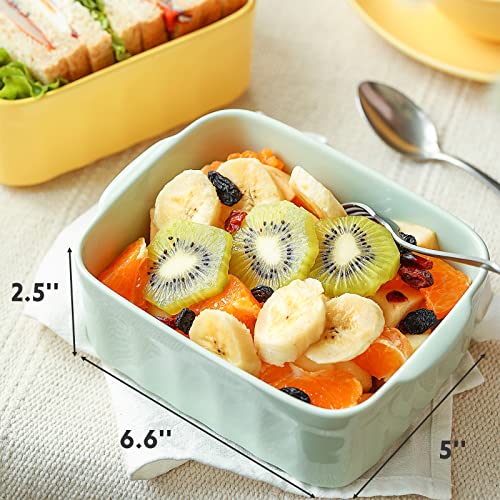 BUYDEEM ceramic bento box with lid, 28 oz, cozy greenish color, ideal for food storage and meal prep.