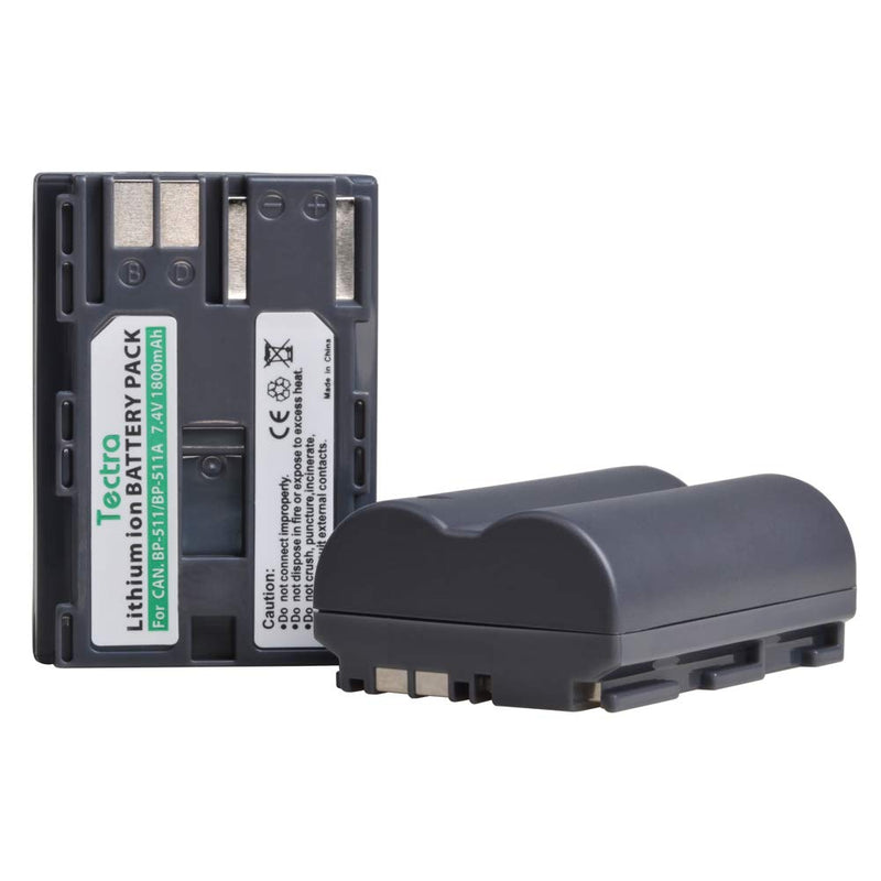 [Australia - AusPower] - 2-Pack BP-511 BP-511A Battery and LED Dual Battery Charger for Canon EOS 5D 10D 20D 20Da 30D 40D 50D 300D D30 D60 Rebel PowerShot G1 G2 G3 G5 G6 Pro 1 Pro 90 Pro 90IS 