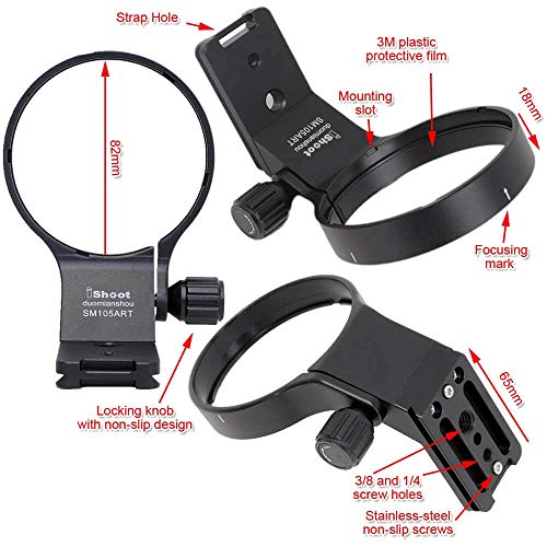 iShoot 82mm Tripod Mount Ring Lens Collar Compatible with Sigma 105mm f/1.4 DG HSM Art & Sigma 100-400mm f/5-6.3 DG DN OS, Lens Support Holder Bracket Bottom is Arca-Swiss Fit Quick Release Plate