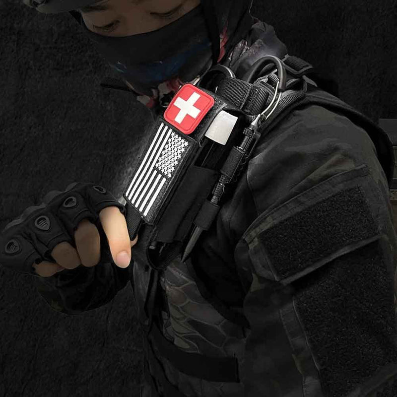 [Australia - AusPower] - 2 Piece Upgrade Laser Cut 1000D Molle Torniquet Pouch, Tactical Medical Tourniquet Pouch Holster Pouch Only-BLACK 