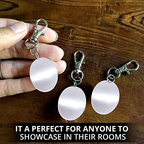 Selenite Crystal Palm Stone, High Energy Calming Effects Healing Crystals, Natural Reiki & Body Chakra Balancing, Best for Gifts & Home Décor – Pack 3