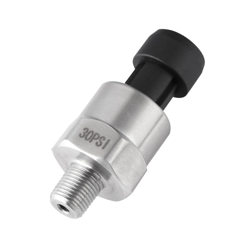 [Australia - AusPower] - 30PSI Pressure Transducer Sensor, 1/8-27 NPT Thread Stainless Steel Pressure Sensor 0.5-4.5V, Fuel Oil Pressure Transducer Sensor with Connector Harness for Gas, Water, Air 30PSI 
