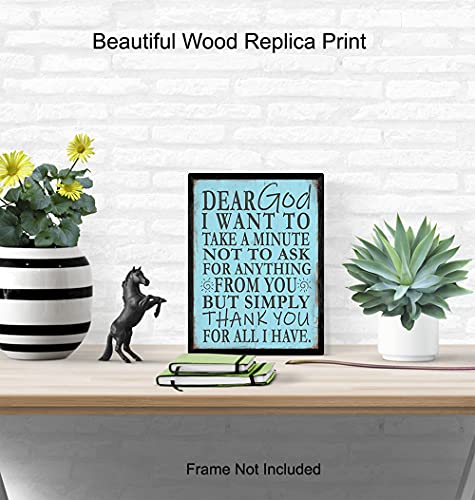 God Wall Decor - Religious Gifts for Women - Christian Gifts - Positive Catholic Wall Art - Inspirational Spiritual Quote - Church Decorations - Light Blue Decor - Grateful Art - Faith Artwork
