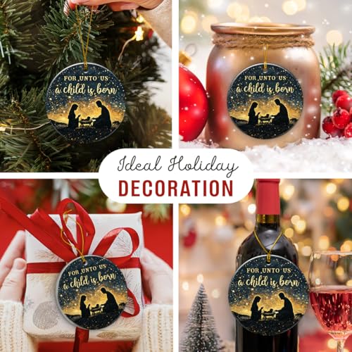 Nativity Christmas Ornament 2025 - Christian Jesus Ornaments for Christmas Tree, Silhouette Nativity Scene Ornament, Religious Gifts for Catholic Women, Men, Family, Friends