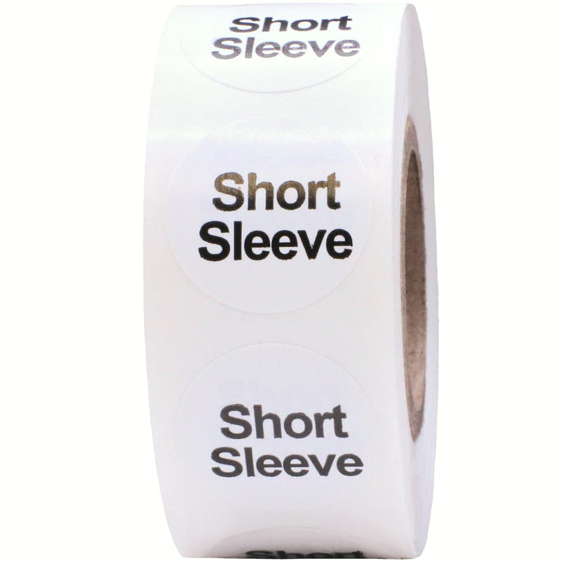 White Circle Short Sleeve Clothing Size Stickers for Retail Apparel 0.75 Inch 500 Total Adhesive Labels 3/4" Circle