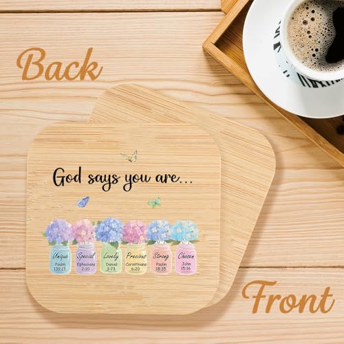 Christian Gifts for Women Men Faith Based Religious Gift God Says You are Wood Drink Coaster for Desk Square Cup Holder Unique Inspirational Christmas Birthday Valentines Day Gifts Best Friend Sister