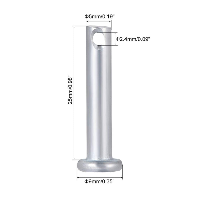 [Australia - AusPower] - uxcell Single Hole Clevis Pins,5mm x 25mm Flat Head Zinc-Plating Steel 10 Pcs 5mm x 25mm 