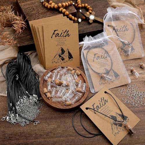 Teenyyou 50 Pack Mustard Seed Necklace DIY Mini Glass Jars Bulk,Classic Classic