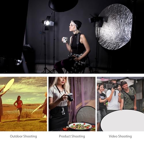 PULUZ 32inch/80cm Light Reflector Diffuser 5 in 1 Collapsible Multi Disc with Bag - Translucent, Silver, Gold, White and Black for Studio Photography Lighting Outdoor 80cm/32inch