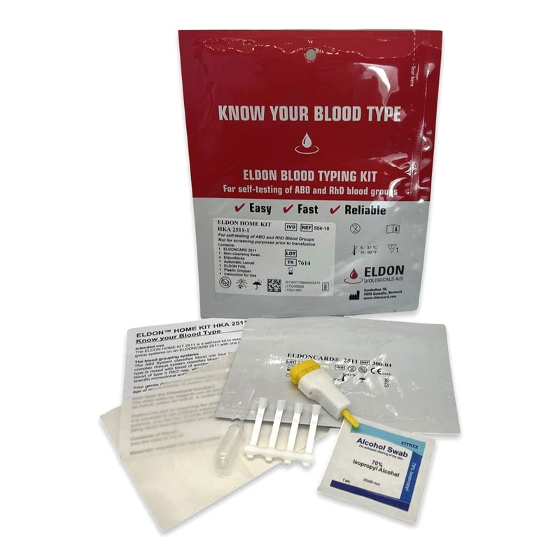 [Australia - AusPower] - Eldoncard INC Rapid Blood Type Test (2 COMPLETE KITS) - Air Sealed Envelope, Safety Lancet, Micropipette, Cleansing Swab 