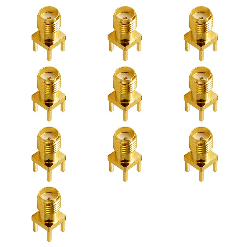 Vecys SMA Female Connector SMA Female PCB Panel Edge Mounting Plug with 4 Pins Stand Straight Connector Pack of 10 SMA Female PCB Panel with 4 Pins