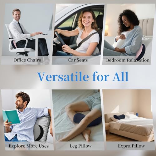 Lumbar Support Pillow for Office Chair - Lumbar Pillow for Car - Ergonomic Lumbar Support Pillow for Car Back Support Cushion Black With Gray Accents See main pic for strap option