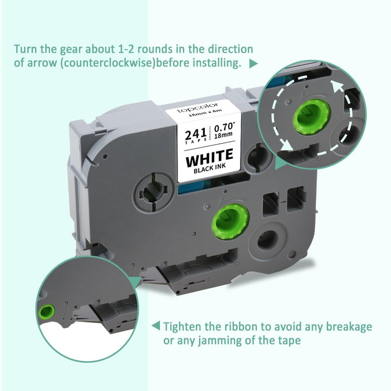 [Australia - AusPower] - 6-Pack Tze 18mm 0.7" Laminated White Compatible for Brother Tze-241 Tze241 Tz-241 Tz241 3/4 Inch Black on White Tz Label Tape 18mm for P Touch Label Maker PTD410 PTD400 PTD610BT PTD600 PTD460 6 