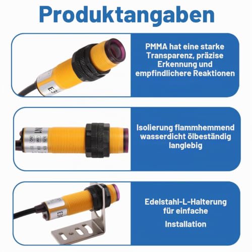 E3F-5DN1-5L Capacitive Sensor 5 m Infrared NPN 6V-36V DC | Pack of 2 photoelectric sensor switches photoelectric normally open for automation conveyor systems