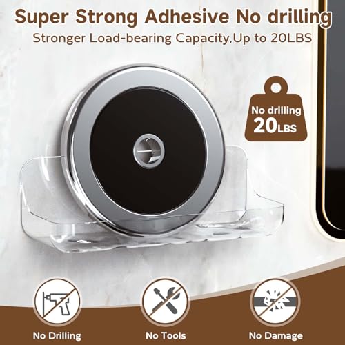 Acrylic Shower Shelves 2 Pack, Adhesive Clear Bathroom Shelf, Plastic Shower Caddy with Self Adhesive Tape, No Drilling, Wall Mounted Shower Organizer for Bathroom Storage & Kitchen Clear-2 Pack Medium
