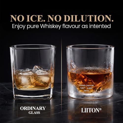 LIITON Grand Canyon Old Fashioned Whiskey Glasses, Set of 2, Mens Gift Grand Canyon Pack of 2