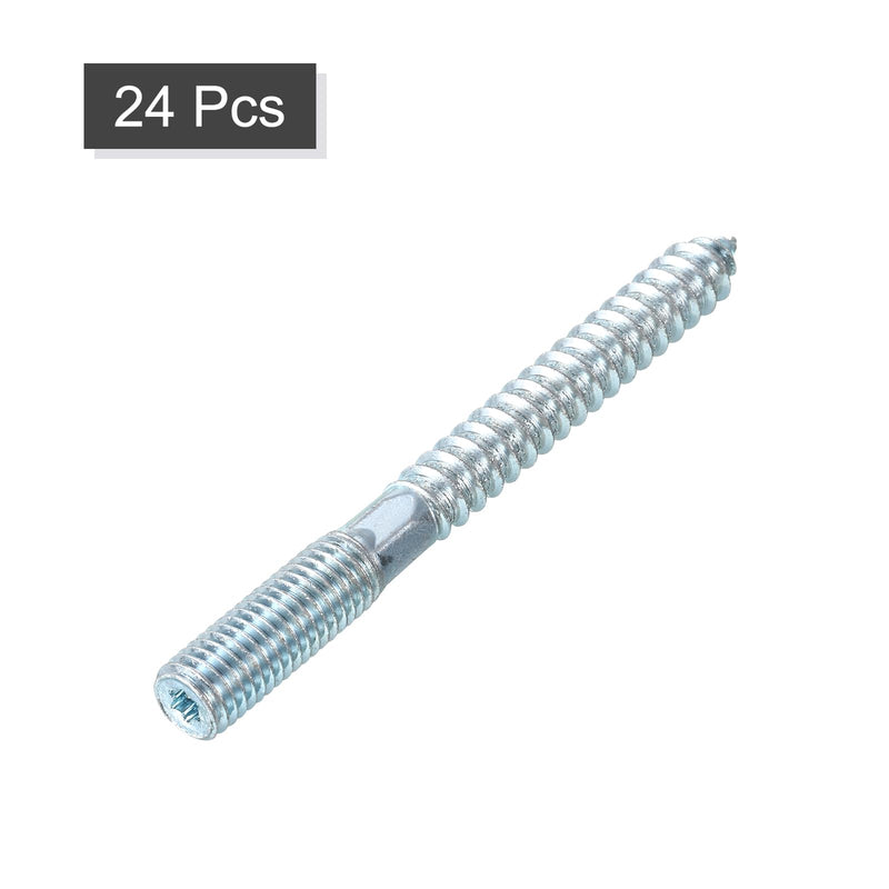 uxcell M10 Hanger Bolts Length 4"(100mm) Double Headed Bolts Self-Tapping Screw 10mm Wood Joint Furniture Legs 24pcs M10x100mm 24