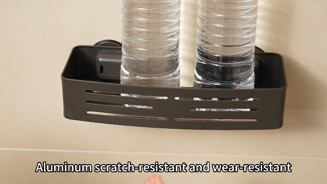 Lekesky Suction Cup Shower Caddy, No Drill Shower Shelf, Aluminum Rust Proof Bathroom Shower Organizer with 12 Hooks (2-Pack, Gunmetal Gray) Gunmetal Grey