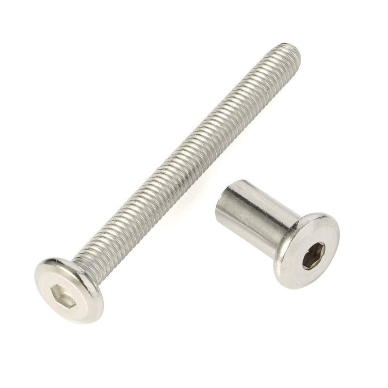 [Australia - AusPower] - Screw Post Fit for 5/16" (8mm) Hole Dia, Male M6 x 45mm Belt Buckle Binding Bolts Furniture Screws, 304 Stainless Steel 18-8, 10 Sets 