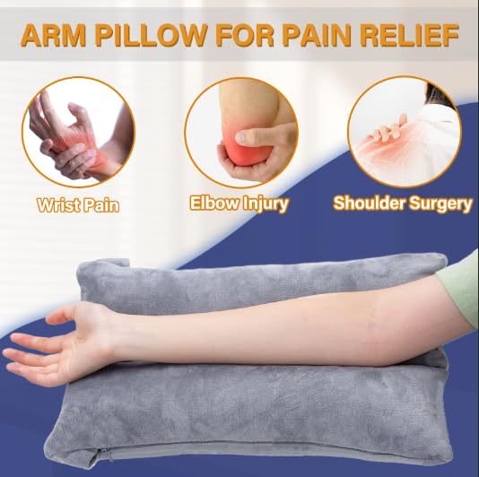1 MIDDLE ONE Arm Pillow, Memory Foam Arm Rest Pillow for Adults and Side Sleepers, Elbow Support Elevation Pillow for Post Surgery and Numbness with Removable Cover (Grey) Grey