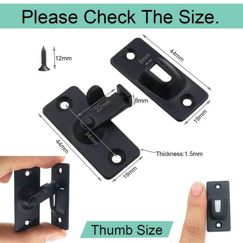 WANLIAN MINI Size Pocket Door Lock, 90 Degree Sliding Door Lock | Quick-Access Locking for Privacy in Bathroom, Toilet, RVs & Small Spaces, Left Or Right Application, 304# Stainless Steel Black 2pcs