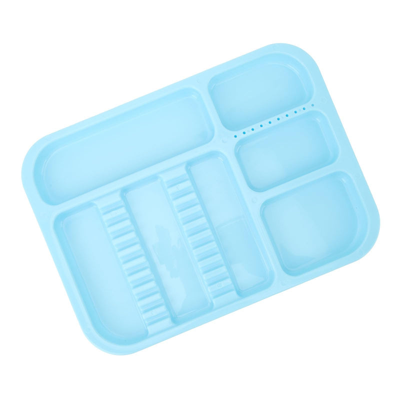 Tray for Oral Instruments, Divided Plastic Oral Cavity Instrument Tray, Organised Storage Holder for Dental Tools, Instruments, Cosmetic (Blue)