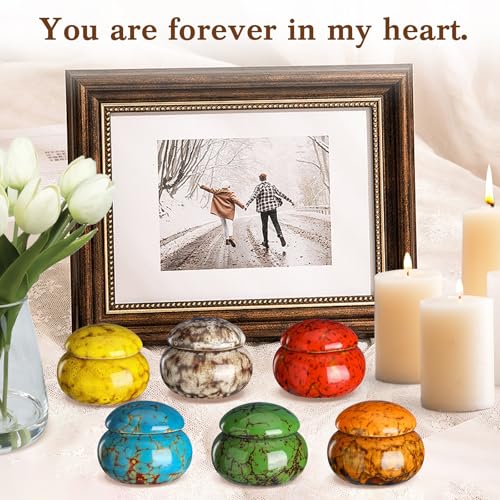 CHONOVO 6 Pack Mini Keepsake Urn for Human Ashe, 1.6" Ceramic Cremation Urn Ceramics 6 Pcs
