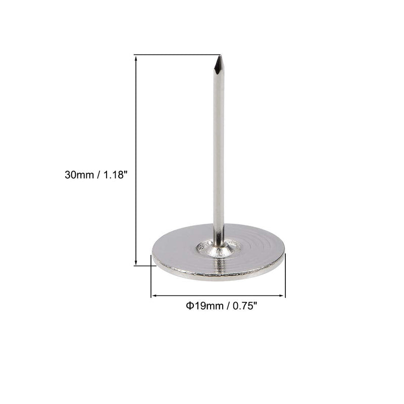 [Australia - AusPower] - uxcell Upholstery Nails Tacks 19mmx30mm Flat Head Furniture Nails Silver Tone for Furniture Sofa Headboards, 50 Pcs 