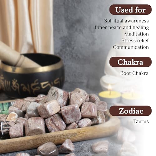 "Crocon 1LB Rosetta Jasper Tumbled Stones and Crystals Bulk 2000+ Carats Natural Crystal Kit for Reiki Healing Crystal Polished, Tumble Stones, Chakra Balancing, Reiki Gift, Home Decor Size : 20mm" 1 Pound Rosita jasper