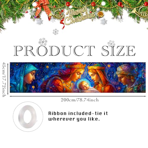 Nuxovilar Blessed Madonna Christmas Banner 17.7x78.7 Inches Polyester Ri50325