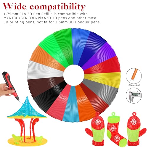 3D Pen Filament Refills 32 Colors 320ft 1.75mm PLA 10 feet each color