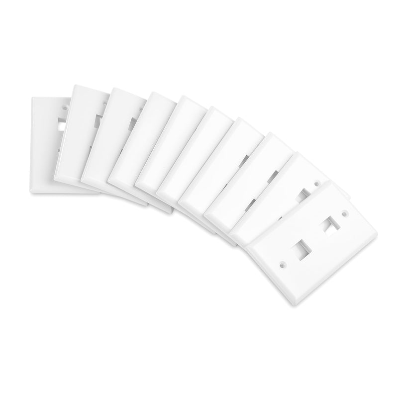 [Australia - AusPower] - Cable Matters 10-Pack Low Profile 2-Port Keystone Jack Wall Plate, RJ45 Wall Plate for Keystone Jacks in White 