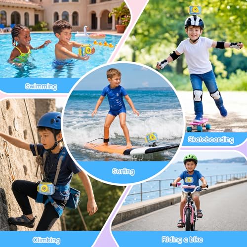 GKTZ Pool Toy & Kids Underwater Camera 99FT Waterproof Kid Action Camera 1080P Video&20MP Photo with Flip Lens, Includes 32GB Card for Diving Swimming Beach Snorkeling.Birthday Gift for Boys Blue