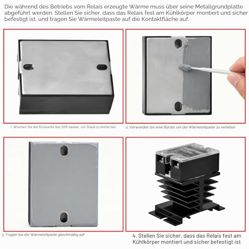 Heschen Single Phase DC/DC Solid State Relay, SSR-40DD, Input 4-32VDC, Output 24-220VDC, 40A 50-60Hz