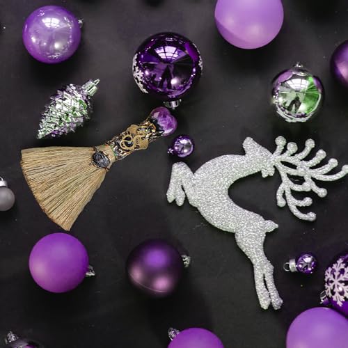 Amethyst Crystal Heart-Shaped Magic Broom - Reiki Energy Cleansing & Healing Tool, Feng Shui Home Decor, Witch Altar Accessory & Spiritual Gift for Women (Natural Gemstone, Witchcraft) Love-amethyst 6.3-6.69"