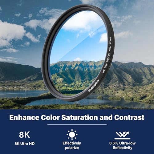 Walking Way 77mm Circular Polarizing Filter Ultra-Slim MC CPL Filter Optical Glass Circular Polarizer Filter for Camera Lens