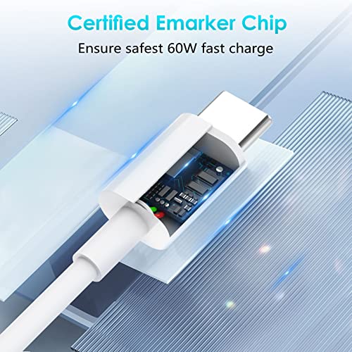 iPhone 15 Charging Cable, USB C Cable, 2 Pieces, 1 m, 60 W, USB C to USB C Fast Charging Cable, PD3.0 USB C Charging Cable for iPhone 15/15Pro/15ProMax, Samsung S23/S22/S21 Series, Huawei MacBook 2-pack, 1 m
