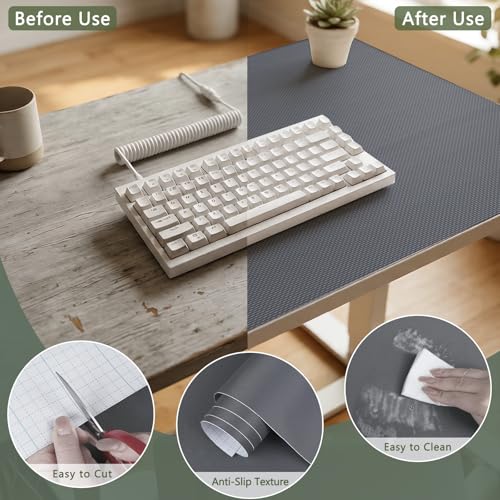 Anze Adhesive Shelf Liner for Kitchen Cabinet, 11.8 x 393.7 in, Gray Sticky Gray 11.8"W x 393.7"L