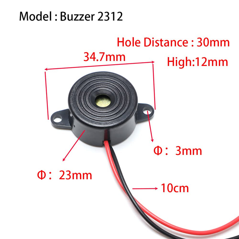 [Australia - AusPower] - 4pcs DC 3-24V Active Piezo Buzzer with Lead Wire 2312 High Decibels Continuous Sounder Electronic Buzzer Alarm 23x12mm 