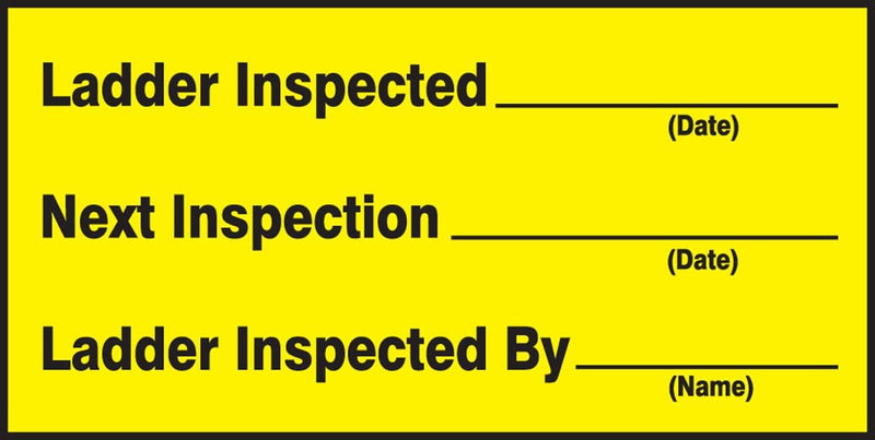 Accuform Signs LCRT507VSP Safety Label, Legend"Ladder Inspected_ Next Inspection_ Ladder Inspected by_", 1.5" Length x 3" Width x 0.004" Thickness, Adhesive Vinyl, Black on Yellow (Pack of 10)